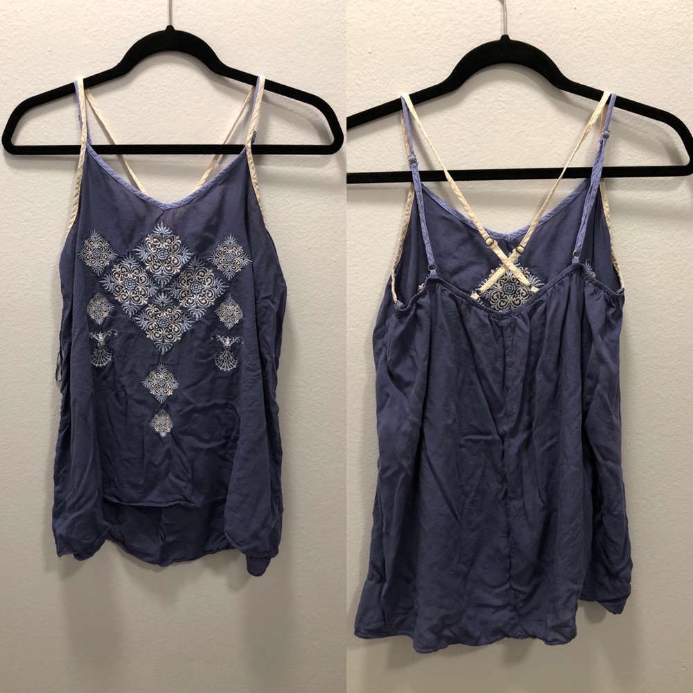 Embroidered purple tank top